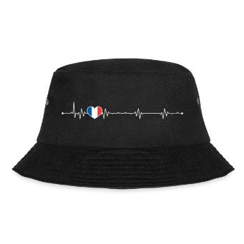Heartbeat Frankreich Flagge - Bucket Hat - Schwarz - Vorne - Lela (165cm)