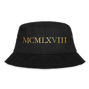 MCMLXVIII (Vintage) Jahrgang 1968 Geburtstag - Bucket Hat - Schwarz - Vorne - Lela (165cm)