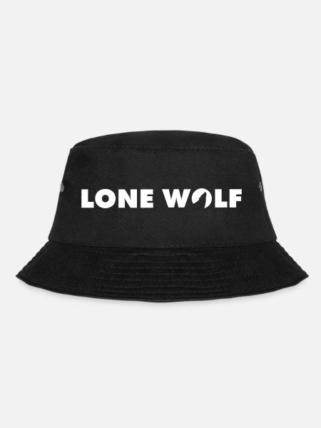 Lone wolf Schriftzug in weiß - Bucket Hat - Schwarz