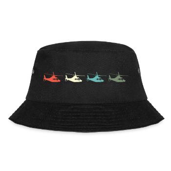 Helikopter Hubschrauber Pilot Vintage - Bucket Hat - Schwarz - Vorne - Lela (165cm)