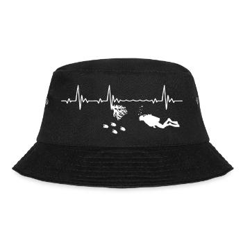 Heartbeat Scuba Diving Diver Heart Rate Frequency - Bucket Hat - black - Front - Lela (165cm)