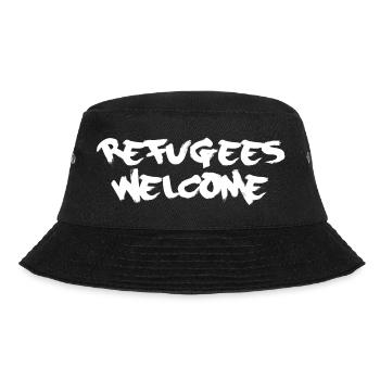 refugees welcome - Bucket Hat - Schwarz - Vorne - Lela (165cm)