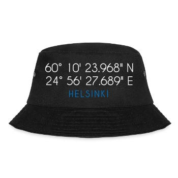 Helsinki Finland coordinates - Bucket Hat - black - Front - Lela (165cm)