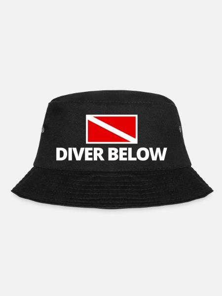 Diver Below Taucherflagge weiß - Bucket Hat - Schwarz