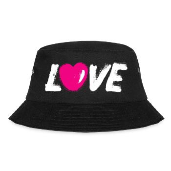 Love Love Heart Heart Handwriting White Brush - Bucket Hat - black - Front - Lela (165cm)