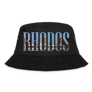 Rhodos Urlaub mit Strand, Windmühlen Griechenland - Bucket Hat - Schwarz - Vorne - Lela (165cm)