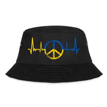 Ukraine Herzschlag Shirt mit EKG - Bucket Hat - Schwarz - Vorne - Lela (165cm)