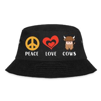 Scottish Highland Cattle Cow - Bucket Hat - Schwarz - Vorne - Lela (165cm)