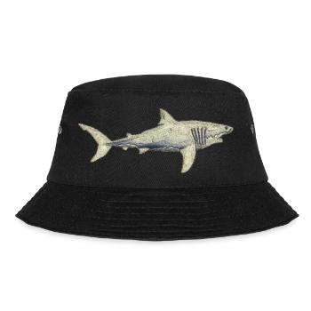 Great white shark sharks sea shark fin ocean silhouette01 - Bucket Hat - black - Front - Lela (165cm)