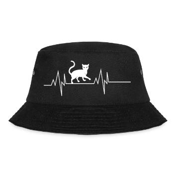 Halloween Cat Heartbeat - Bucket Hat - black - Front - Lela (165cm)