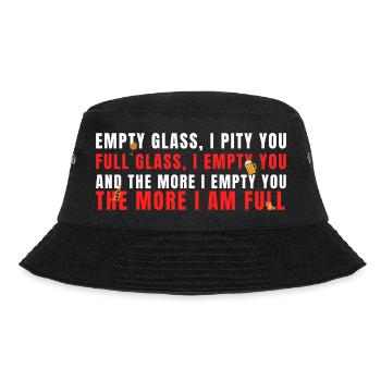 Vollglas, leer dich Bier-Zitat - Bucket Hat - Schwarz - Vorne - Lela (165cm)
