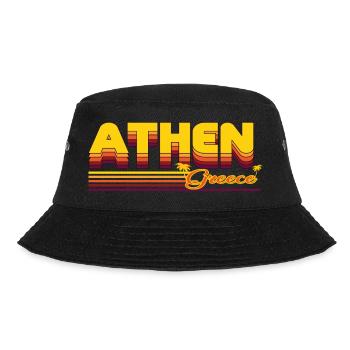 Athen: Sommerliches Retro-Design - Bucket Hat - Schwarz - Vorne - Lela (165cm)