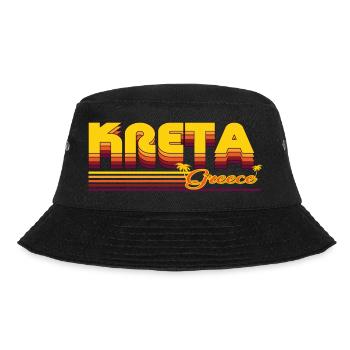 Kreta: Sommerliches Retro-Design - Bucket Hat - Schwarz - Vorne - Lela (165cm)