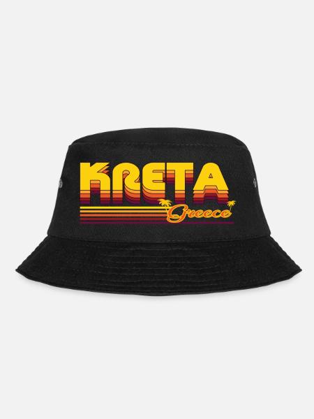 Kreta: Sommerliches Retro-Design - Bucket Hat - Schwarz