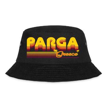Parga: Sommerliches Retro-Design - Bucket Hat - Schwarz - Vorne - Lela (165cm)