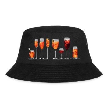 Drinks orange, Gläser, Barkeeper, Cocktail - Bucket Hat - Schwarz - Vorne - Lela (165cm)