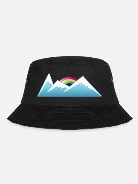 Berge Schnee Regenbogen Winter Ski - Bucket Hat - Schwarz