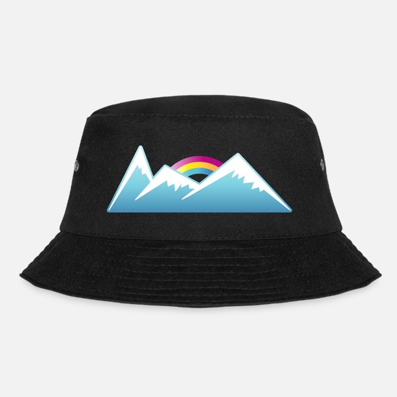 Berge Schnee Regenbogen Winter Ski - Bucket Hat - Schwarz