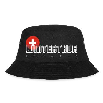 Winterthur Swiss City Crest Tee - Bucket Hat - Schwarz - Vorne - Lela (165cm)