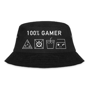 100% Gamer (White Version) - Bucket Hat - Schwarz - Vorne - Lela (165cm)