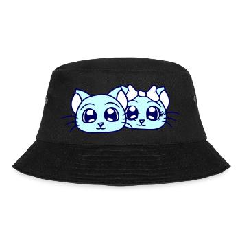 Two Cats Couple 2 Romantic Couple in Love - Bucket Hat - black - Front - Lela (165cm)