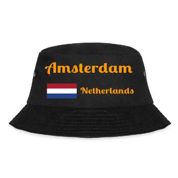 Amsterdam Netherlands- Stylish prints - Bucket Hat - black - Front - Lela (165cm)