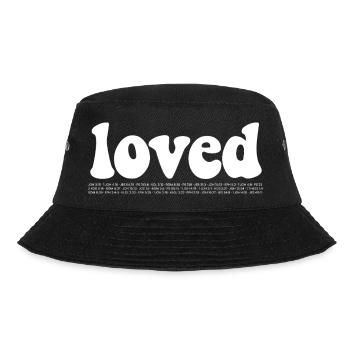 Loved - Geliebt -Bibelstellen, groovy font - Bucket Hat - Schwarz - Vorne - Lela (165cm)