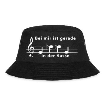 Noten - Ebbe In Der Kasse Humorvolle Notenschrift - Bucket Hat - Schwarz - Vorne - Lela (165cm)