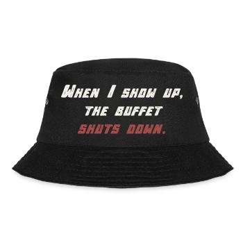 Buffet - Foodie Spruch - Bucket Hat - Schwarz - Vorne - Lela (165cm)