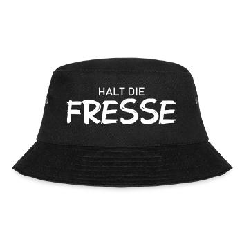 Halt die Fresse - Cooler Spruch - Bucket Hat - Schwarz - Vorne - Lela (165cm)