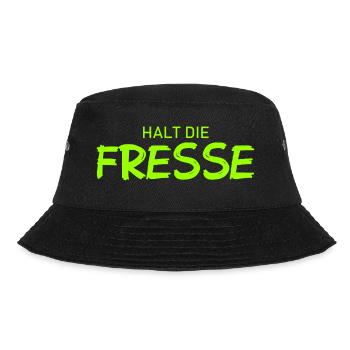 Halt die Fresse - Cooler Spruch - Bucket Hat - Schwarz - Vorne - Lela (165cm)