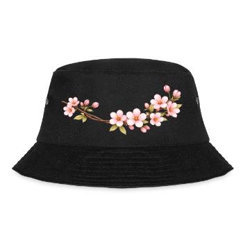 Kirschblüten Zweig Frühlingsmotiv - Bucket Hat - Schwarz - Vorne - Lela (165cm)