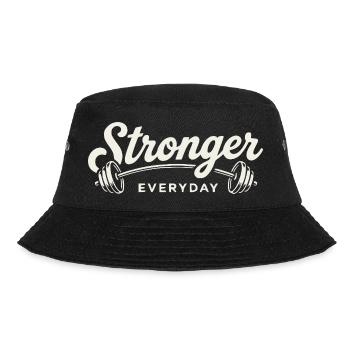Stronger Everyday Barbell Gym Workout Retro - Bucket Hat - black - Front - Lela (165cm)