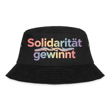 Solidarität Gewinnt Pastel Hoodie Demonstration - Bucket Hat - Schwarz - Vorne - Lela (165cm)