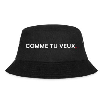 WIE DU WILLST. Moderner minimalistischer Humor - Bucket Hat - Schwarz - Vorne - Lela (165cm)