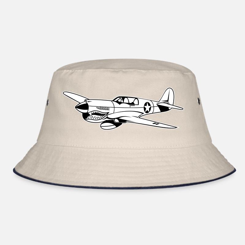 Jagdflugzeug / Kampfflieger Warhawk 02_weiß Bucket Hat