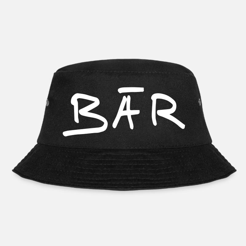 "Bär" Schriftzug weiß , schöne Geschenkidee - Bucket Hat - Schwarz