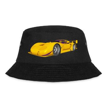 Schöner gelber Sportwagen - Bucket Hat - Schwarz - Vorne - Lela (165cm)