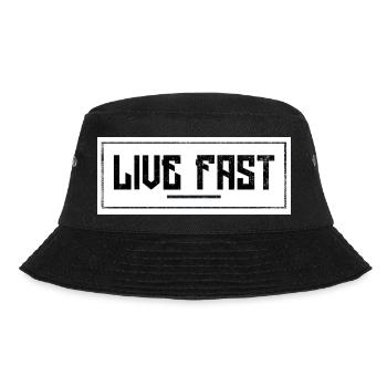 Live Fast Schriftzug - Bucket Hat - Schwarz - Vorne - Lela (165cm)