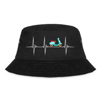 Moped Roller Mofa Fahrer Zweitakt Herzschlag - Bucket Hat - Schwarz - Vorne - Lela (165cm)