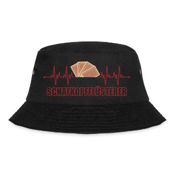 Schafkopf flüsterer Herzschlag Schafkopfen - Bucket Hat - Schwarz - Vorne - Lela (165cm)