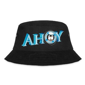 englischer Seemannsgruß Ahoy mit Pinguin Seemann - Bucket Hat - Schwarz - Vorne - Lela (165cm)