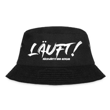 Läuft! - Rückwärts und bergab - Bucket Hat - Schwarz - Vorne - Lela (165cm)