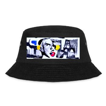 Kiss ME Pop Art Design - Abstrakt - Bucket Hat - Schwarz - Vorne - Lela (165cm)