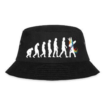 Evolution Einhorn das ist die Geschichte - Bucket Hat - Schwarz - Vorne - Lela (165cm)
