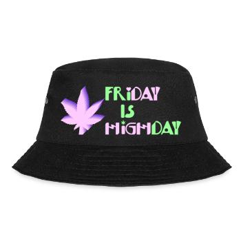 Friday is Highday mit Weedblatt - Bucket Hat - Schwarz - Vorne - Lela (165cm)