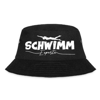 Schwimm Experte Schwimmbad Wassersport - Bucket Hat - Schwarz - Vorne - Lela (165cm)