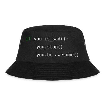 Don't worry, be happy! - Bucket Hat - Schwarz - Vorne - Lela (165cm)