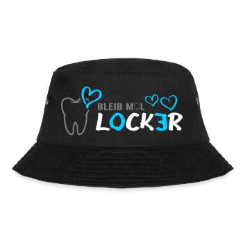 Bleib mal LOCKER - Zahn - Herz - Bucket Hat - Schwarz - Vorne - Lela (165cm)