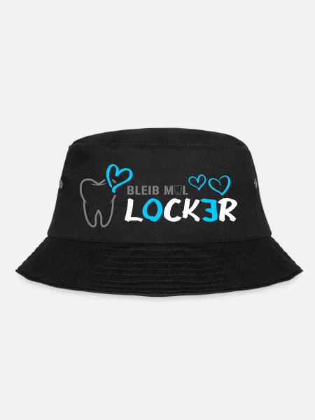 Bleib mal LOCKER - Zahn - Herz - Bucket Hat - Schwarz